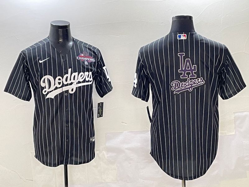Men Los Angeles Dodgers Blank Black Stripe Jointly Name 2025 Nike MLB Jersey style 21